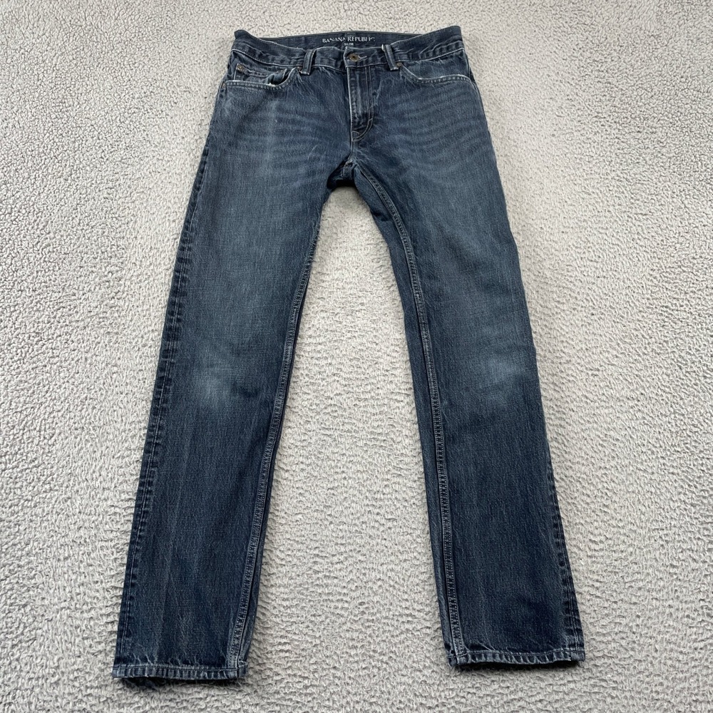 Banana Republic Men's Straight Fit Jeans in Dark Blue